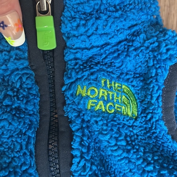 TNF Blue Lime Green Logo Fleece Vest - Picture 2 of 4